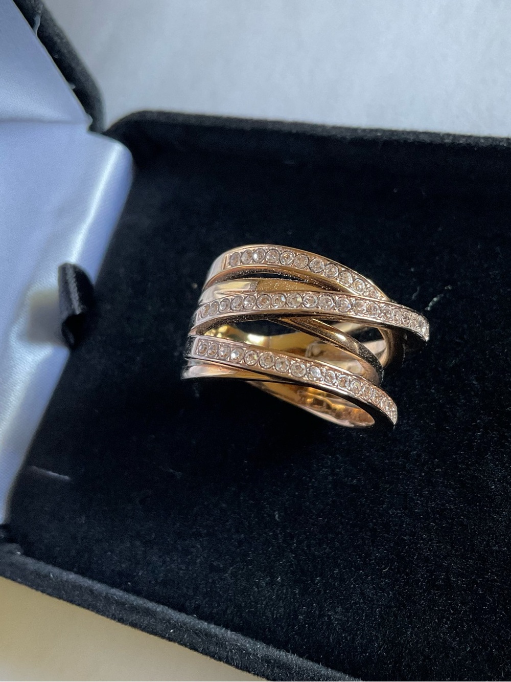 Michael Kors Rose Gold Multi-Band Crystal Ring